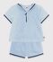 Babies' 2-piece set in chambray including a T-shirt with a sailor collar BLEU CLAIR blue