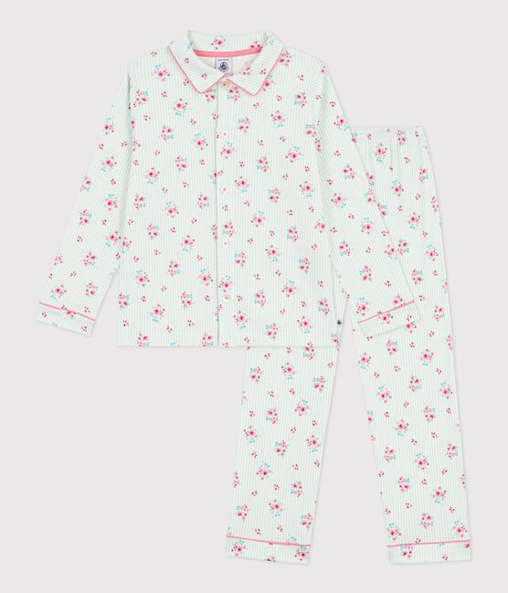 Children's buttoned printed cotton pyjamas MARSHMALLOW /AMANDIER /MULTICO