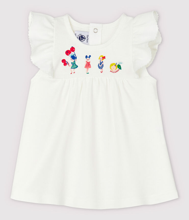 Baby Girls' Short-Sleeved Cotton Blouse white
