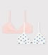 Girls' Heart Themed Cotton and Elastane Bras - 2-Pack