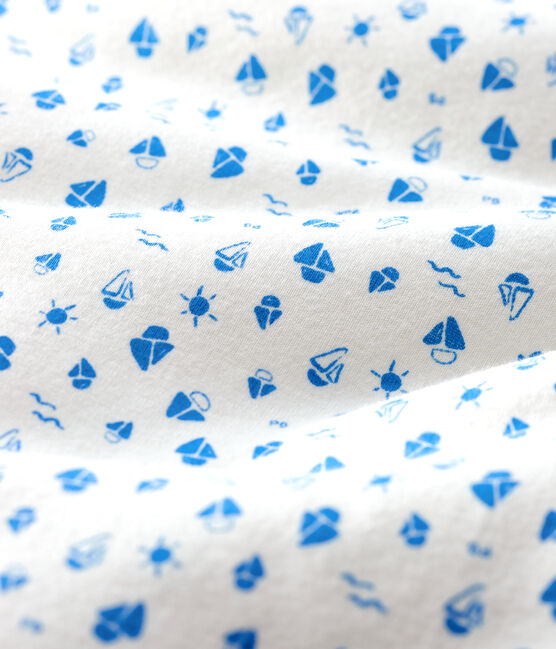 Babies' Organic Cotton Boat Pattern Sleeping Bag MARSHMALLOW white/COOL blue