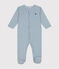 Babies' printed cotton pyjamas ROVER blue/MARSHMALLOW white