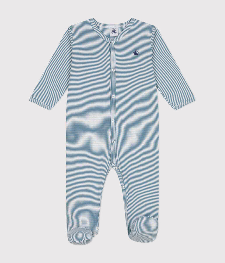 Babies' printed cotton pyjamas blue/white