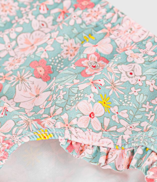 Babies' ruffled floral print swim pants blue/multicolor