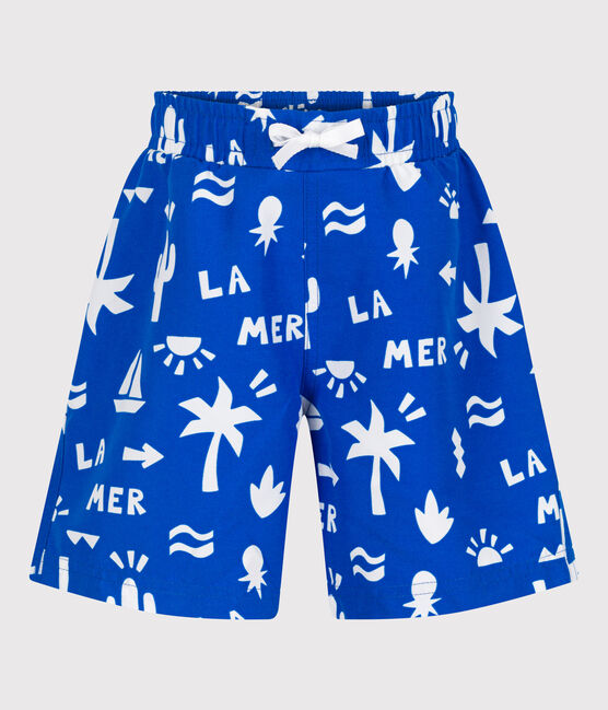 Children's printed swim shorts PORCELANA blue/MARSHMALLOW