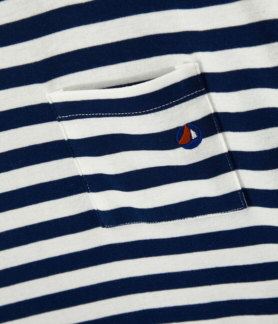 Men's two-tone striped tee MEDIEVAL blue/MARSHMALLOW white