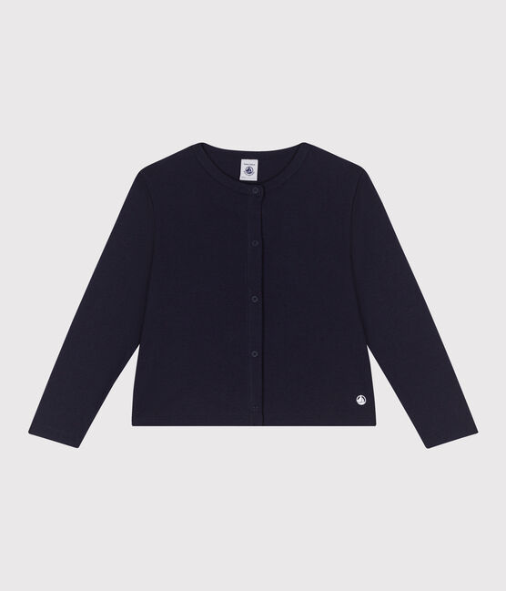Children's plain cotton cardigan SMOKING blue