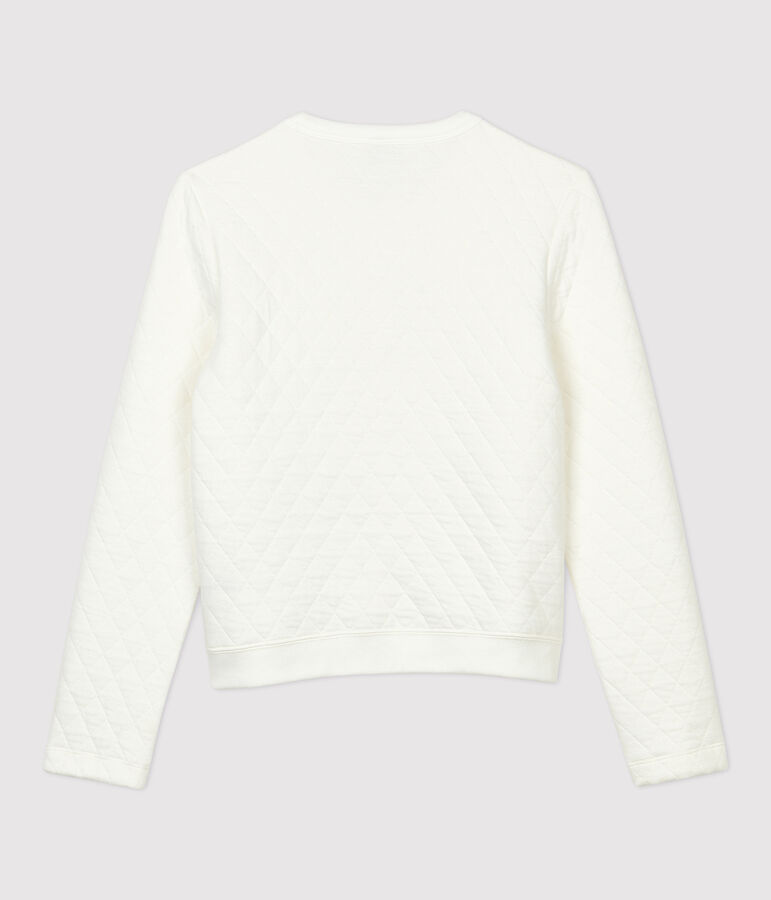 Women's Quilted Tube Knit Cardigan white