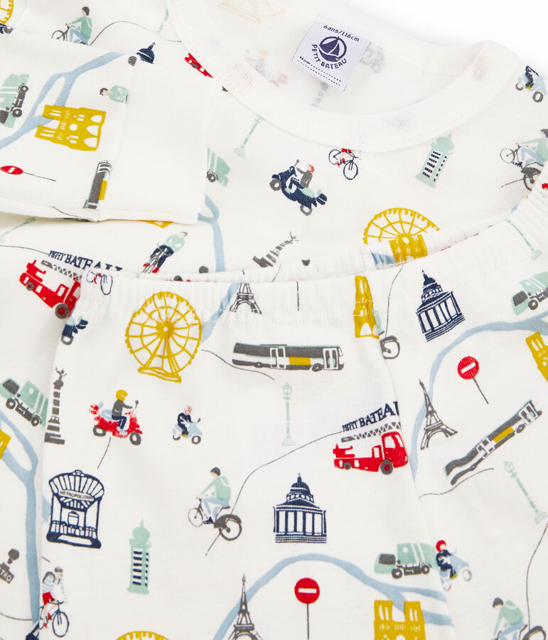 Boys' Ribbed Pyjamas white/multicolor