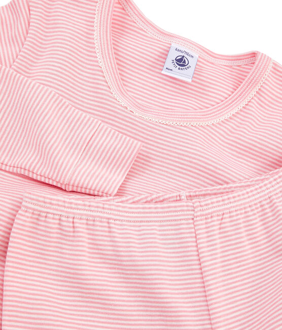 Girls' Snugfit Ribbed Pyjamas CHARME pink/MARSHMALLOW white