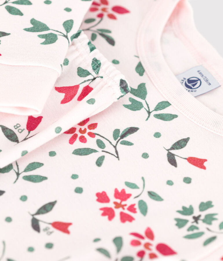 Children's snug-fitting pyjamas in cotton with a floral print pink/multicolor