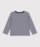 Children's long-sleeved stripy T-shirt blue/white/blue