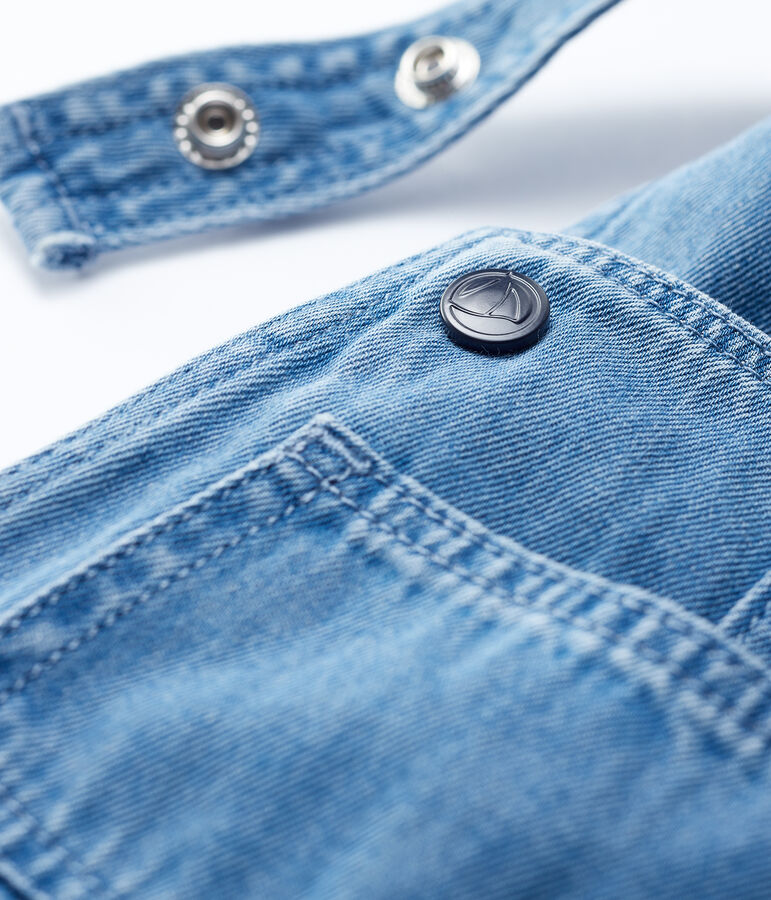 Babies' Light Denim Dungaree Shorts DENIM CLAIR blue