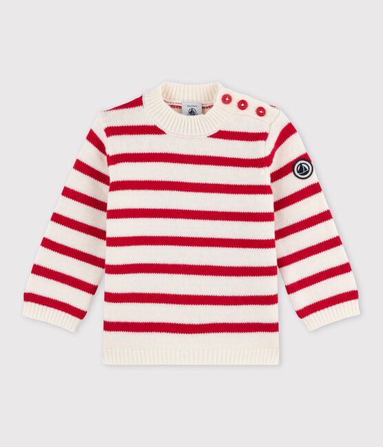 Babies' Jersey Jumper MARSHMALLOW white/TERKUIT red