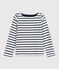 Girls' Jersey Sailor Top MARSHMALLOW white/SMOKING ARGENT BRILLANT