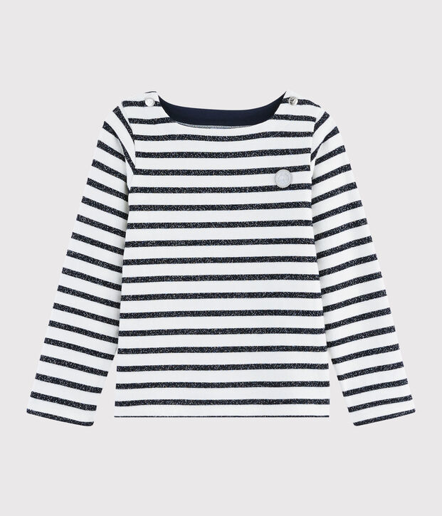 Girls' Jersey Sailor Top white/SMOKING ARGENT BRILLANT