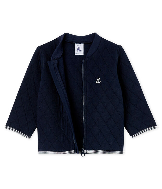 Baby Boys' Quilted Tube Knit Cardigan blue