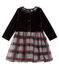 Baby Girls' Long-Sleeved Dual Material Dress NOIR black/MULTICO white