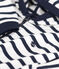 Babies' Stripy Thick Jersey Breton Hoodie MARSHMALLOW white/SMOKING blue