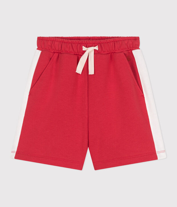 Children's plain cotton Bermuda shorts red
