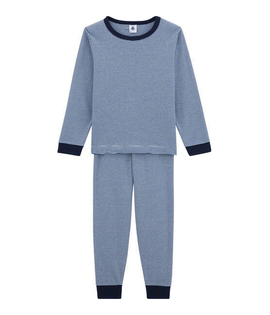 Little boy's pyjamas LIMOGES blue/MARSHMALLOW white