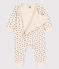 Babies' Heart Patterned Footless Cotton Sleepsuit AVALANCHE white/NEWBLEU