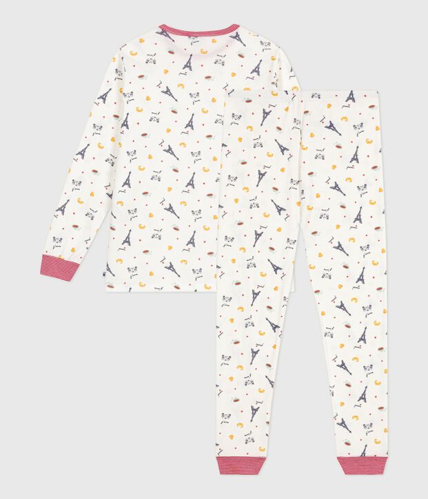 Children's Paris print cotton pyjamas white/multicolor