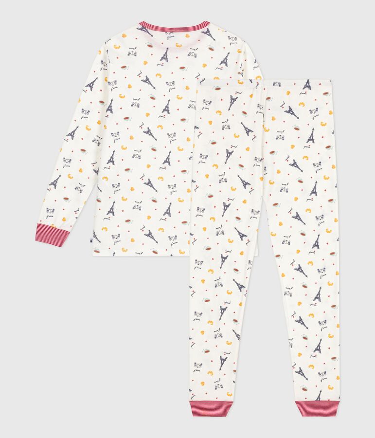 Children's Paris print cotton pyjamas white/multicolor