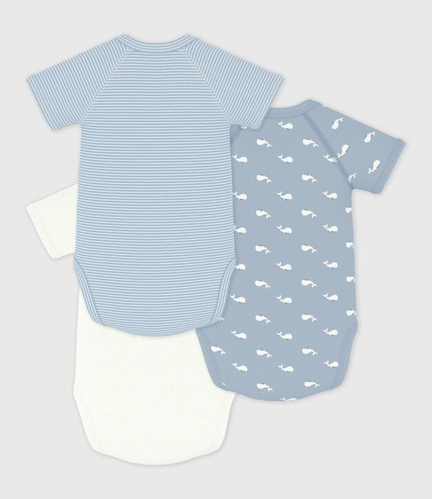 Pack of babies' short-sleeved printed cotton wrapover bodies multicolor