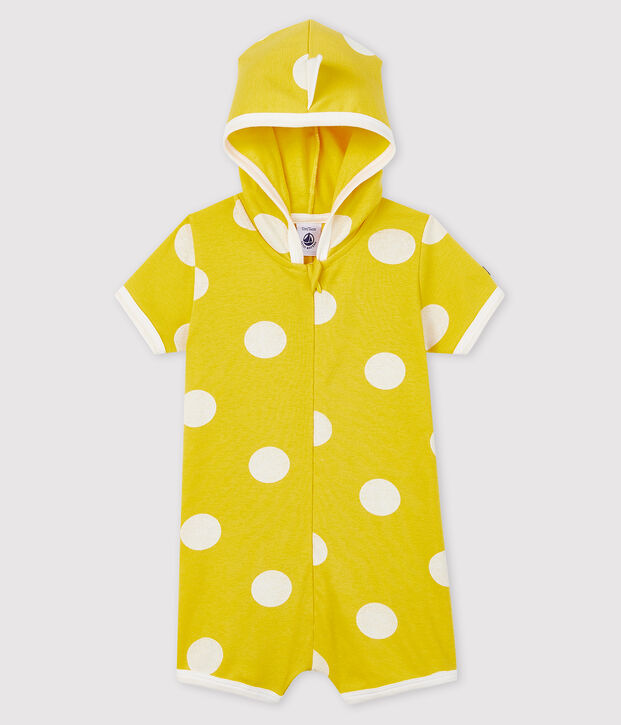 Babies' Dinosaur Ribbed Playsuit yellow/white