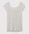 Women's iridescent linen tee with cowl neck at the back LAIT white/OR yellow
