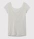Women's iridescent linen tee with cowl neck at the back