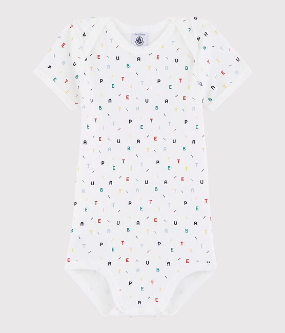 Unisex Babies' Short-Sleeved Bodysuit MARSHMALLOW white/MULTICO white