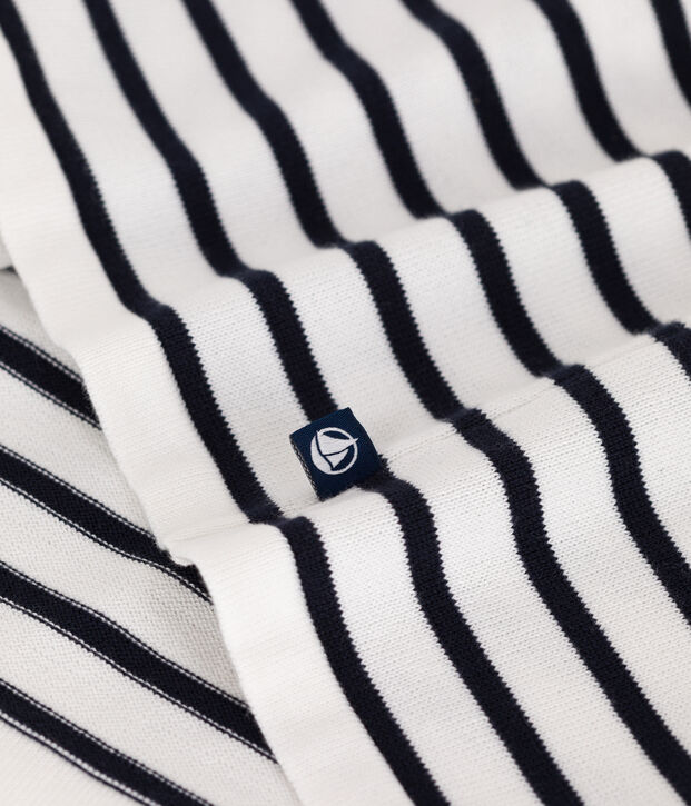 Women's striped cotton sailor-striped jumper white/blue