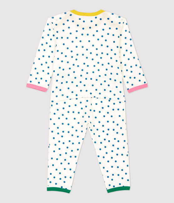 Babies' Spotted Popperless Cotton Sleepsuit MARSHMALLOW white/MALLARD
