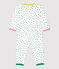 Babies' Spotted Popperless Cotton Sleepsuit MARSHMALLOW white/MALLARD