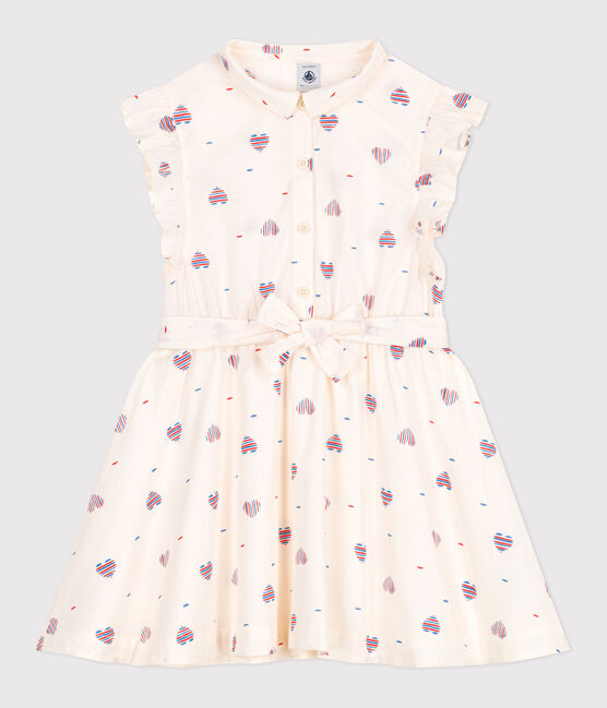 Children's sleeveless heart-print cotton dress AVALANCHE white/MULTICO