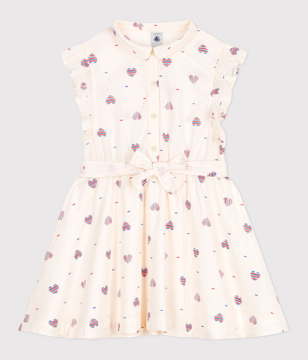 Children's sleeveless heart-print cotton dress Ecru/multicolor