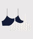 Girls' Heart Patterned Cotton and Elastane Bralettes - 2-Pack