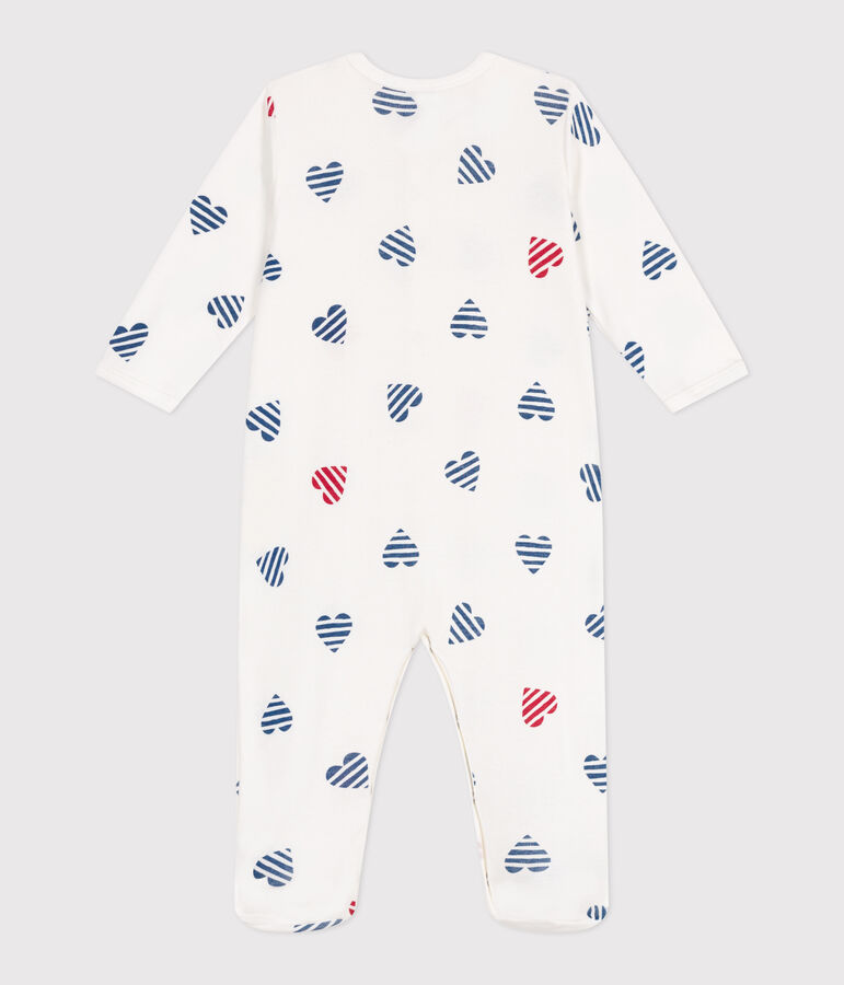 Babies' stripy heart-patterned cotton pyjamas white/multicolor
