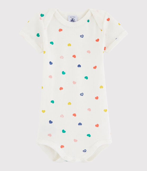 Baby Girls' Short-Sleeved Bodysuit MARSHMALLOW white/MULTICO white