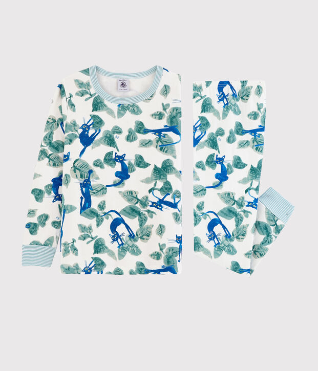 Boys' Cat Print Tube Knit Pyjamas white/multicolor