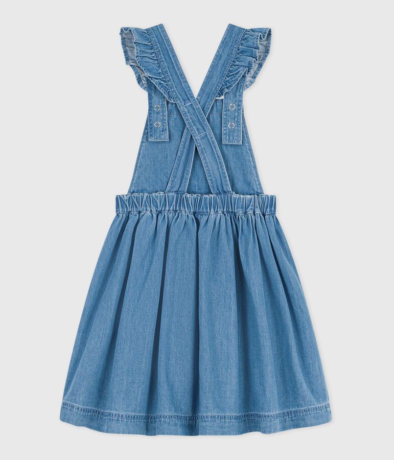 Children's cotton pinafore dress DENIM CLAIR blue