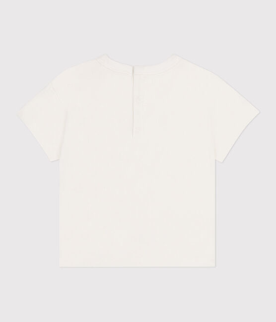 Babies' short-sleeved plain cotton T-shirt MARSHMALLOW blue/PORCELANA