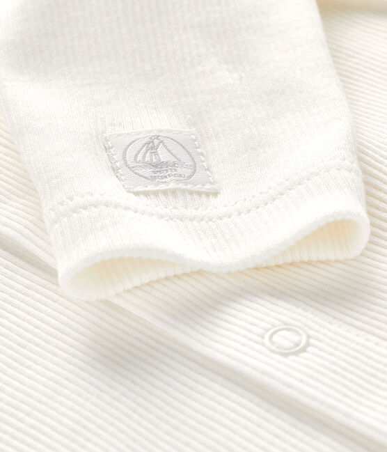 Baby cardigan in cotton rib MARSHMALLOW white