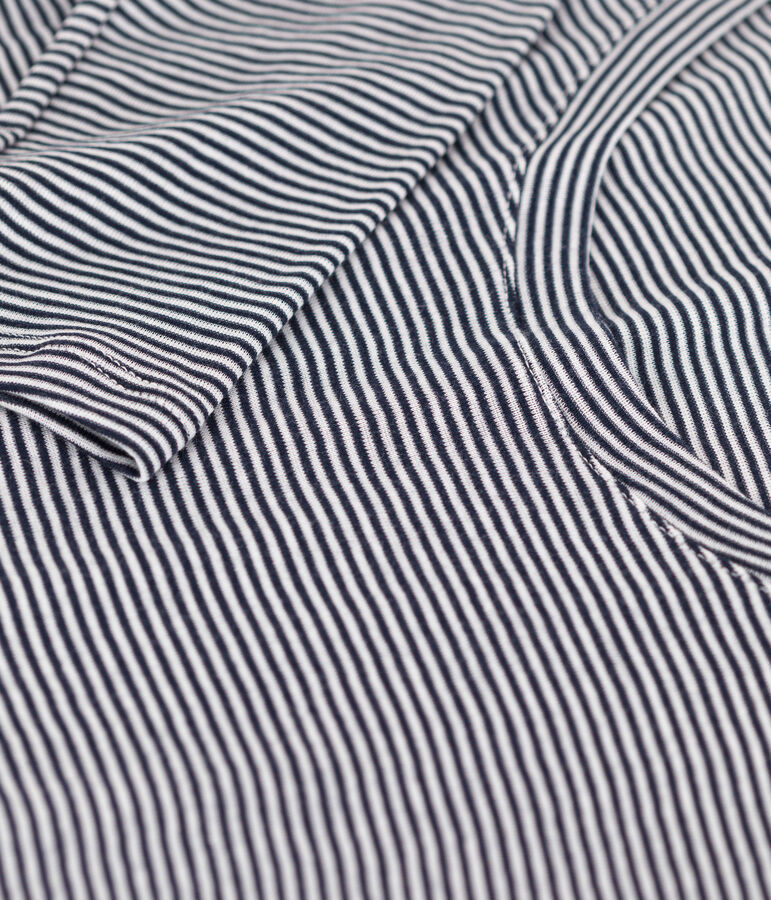 Women's second-skin lightweight stripy cotton T-shirt blue/white