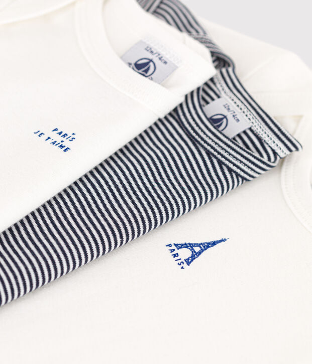 Babies' Paris Themed Long-Sleeved Cotton Bodysuits - 3-Pack multicolor