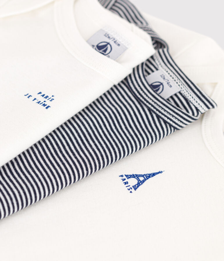 Babies' Paris Themed Long-Sleeved Cotton Bodysuits - 3-Pack multicolor