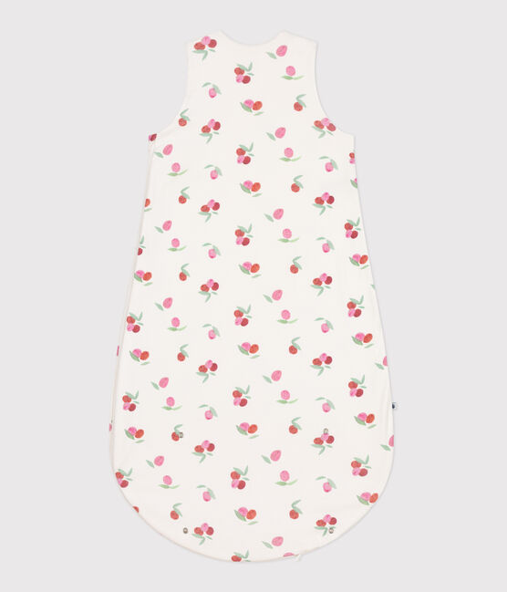 Babies' 1 TOG floral cotton sleeping bag MARSHMALLOW white/MULTICO white