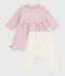 Babies' dress with a collar, printed with hearts and flowers, and leggings in cotton JOLI pink/MULTICO white
